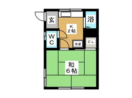 福岡アパート(1K/2階)の間取り写真