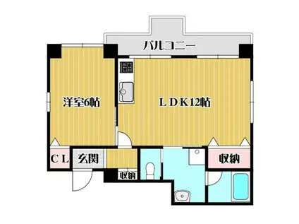 オプティトモオカI(1LDK/1階)の間取り写真