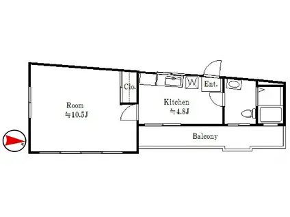 グリーンテラス神楽坂(1DK/3階)の間取り写真