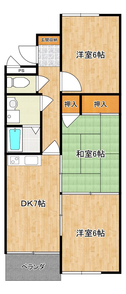 サンライズコーポ野中(3DK/1階)の間取り写真