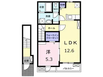 木太町アパート1(1LDK/2階)の間取り写真