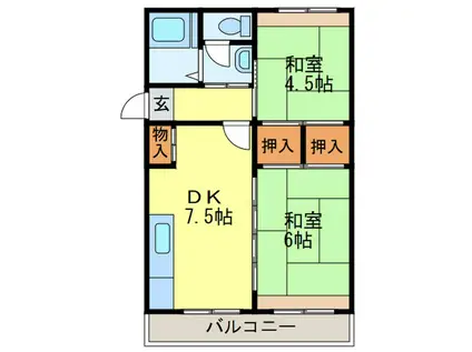 カヤシマコーポ(2DK/5階)の間取り写真