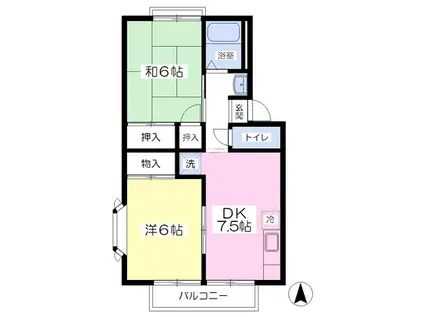 アメニティゾーン中野栄B(2DK/2階)の間取り写真