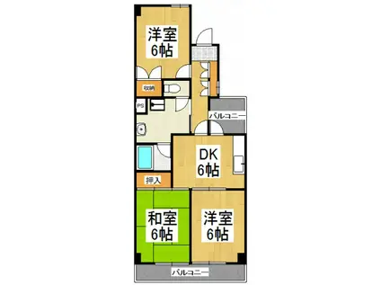 リシェス久米川2号館(3DK/3階)の間取り写真