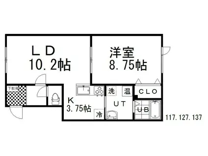 シャトーモント(1LDK/1階)の間取り写真