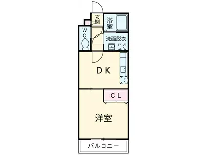 アンプルールリーブルWING(1K/1階)の間取り写真