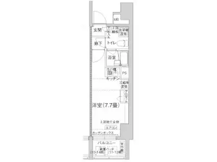 アイル川崎ステーションプラザ(ワンルーム/13階)の間取り写真