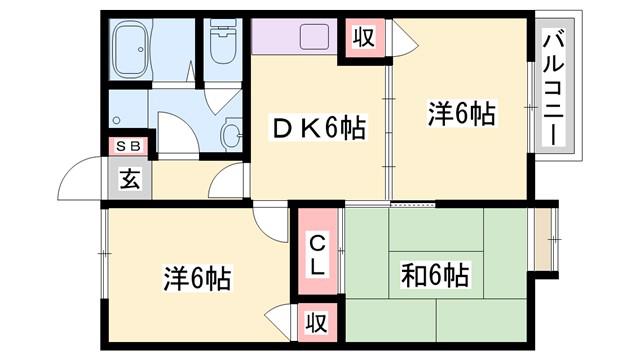 AMBER PEARL(3DK/2階)の間取り写真