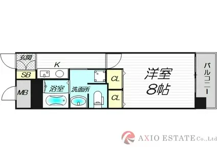 アスリート新大阪II(1K/2階)の間取り写真