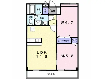 ジョイフル岡本(2LDK/2階)の間取り写真