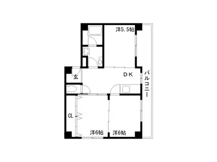 マンション新神戸(3DK/4階)の間取り写真