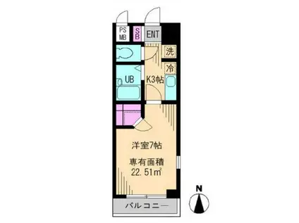 ビイルーム小金井(1K/4階)の間取り写真
