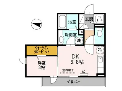 TREBINAAYAKA(1DK/3階)の間取り写真