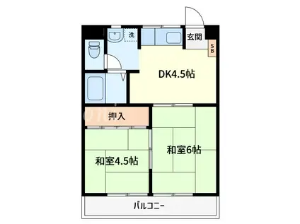 洋久屋レジデンス(2DK/2階)の間取り写真