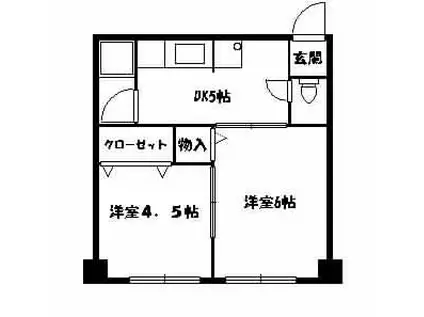 高津マンション(2DK/4階)の間取り写真