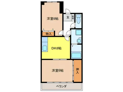 エステート棚瀬(2DK/2階)の間取り写真