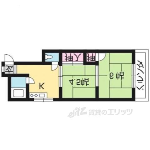 ネオハイム二条(2K/2階)の間取り写真