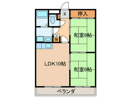 メゾン豊田(2LDK/3階)の間取り写真