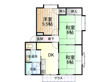 パークコート槻田 C棟(3DK/2階)の間取り写真