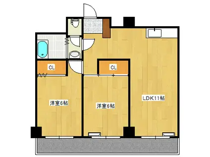 サンシャイン己斐(2LDK/4階)の間取り写真