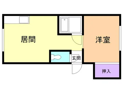 アーバンハイツ輪西(1DK/4階)の間取り写真