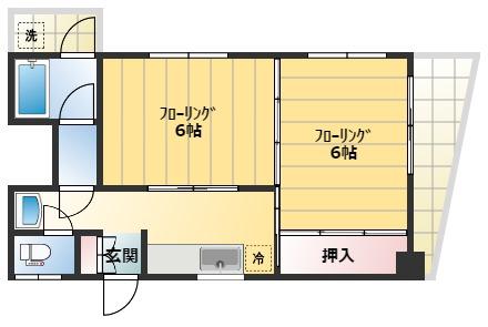 田上山元交通ビル(2DK/4階)の間取り写真