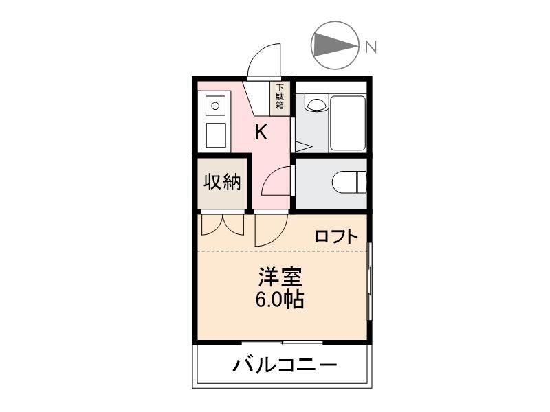 ドエル新北(1K/2階)の間取り写真