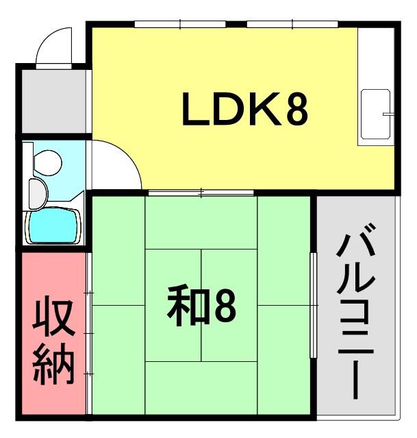 中島ファインビル(1LDK/4階)の間取り写真