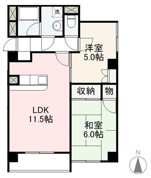 プレアール香西(2LDK/1階)の間取り写真