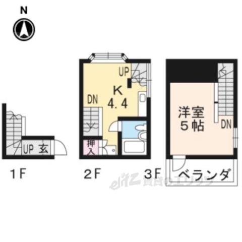 メイフラワー三条ありすがわ(1K/2階)の間取り写真