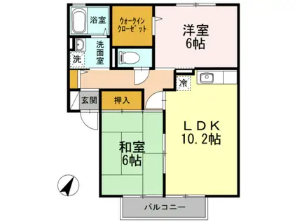 プリマヴェーラETO2(2LDK/2階)の間取り写真