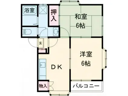 コンフォート・ヒルズ(2DK/1階)の間取り写真