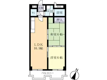 グリーンパレスKOKI(2LDK/4階)の間取り写真