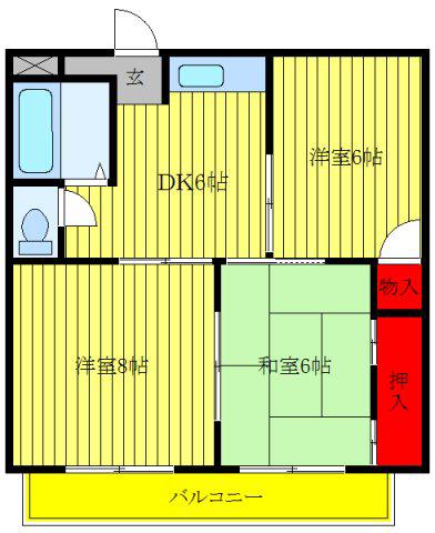 大野ハイツ(3DK/2階)の間取り写真