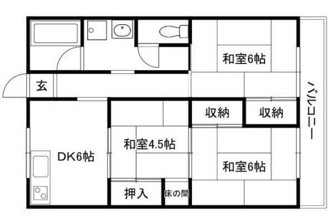 オリエンタルマンション(3DK/6階)の間取り写真