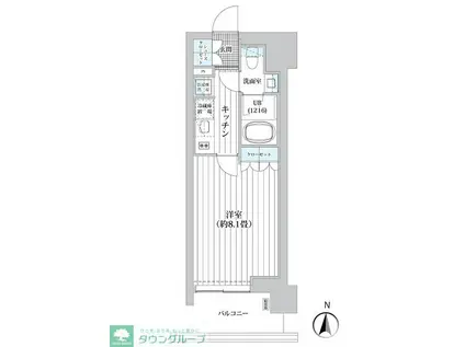 ライオンズフォーシア清澄白河(1K/12階)の間取り写真
