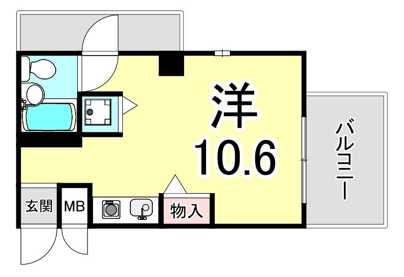 夙川羽衣町パークハイム(ワンルーム/4階)の間取り写真