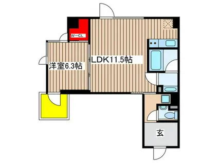 ルミアージュ登戸(1LDK/6階)の間取り写真