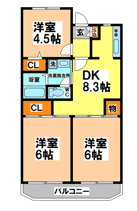 ソルジュ武蔵野A 3階階 間取り