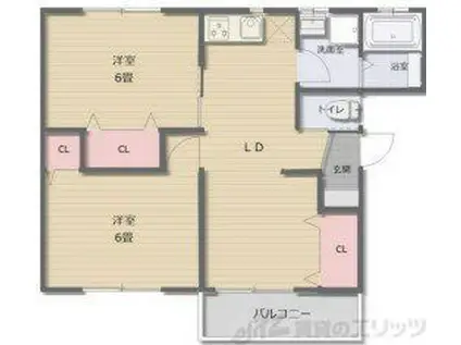 前川ハイツ(2LDK/1階)の間取り写真