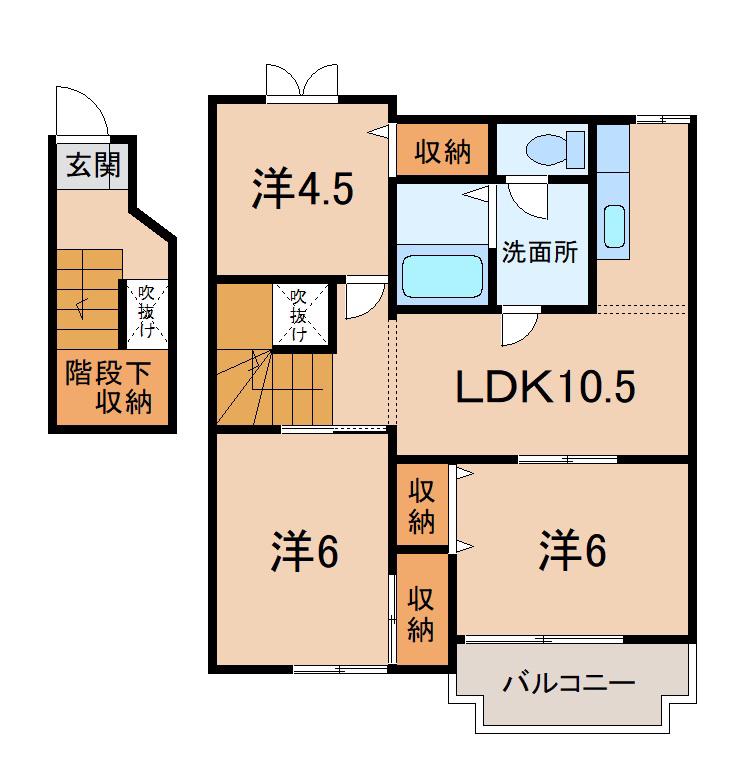 ヴィンヤードハウスII(3LDK/2階)の間取り写真