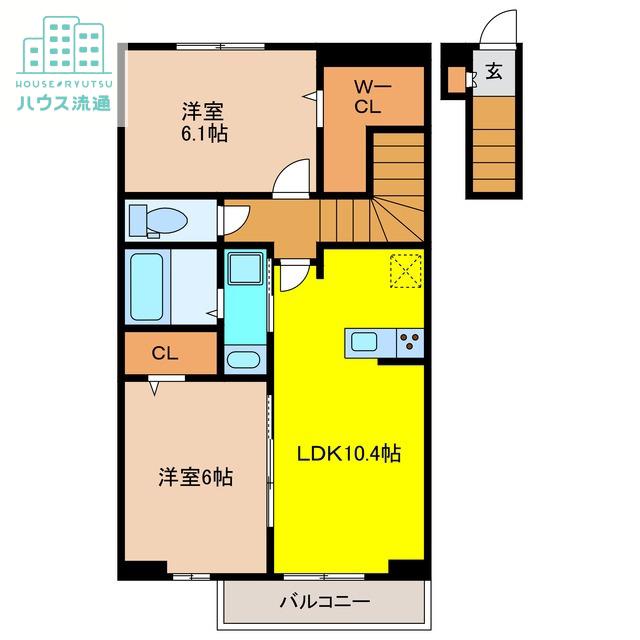 ロイヤルタウン上峰 B(2LDK/2階)の間取り写真