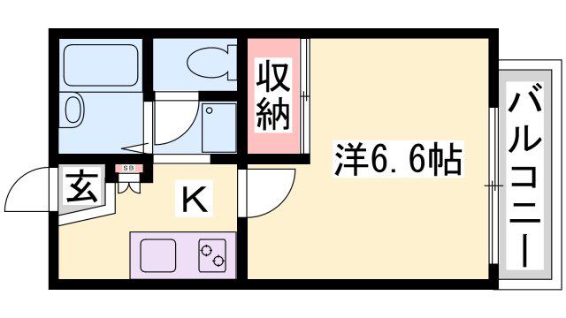 相生市 ウイング相生旭(1K/2階)の間取り写真
