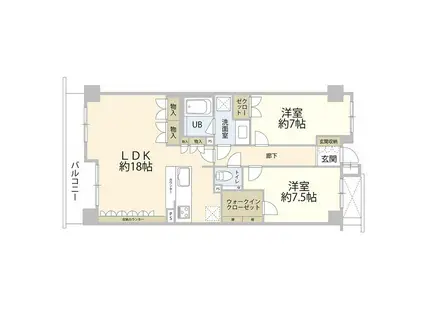 コスモ池田山公園(2LDK/3階)の間取り写真