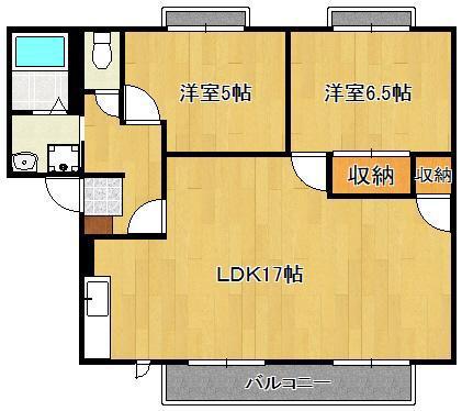 サラダ村 A棟(2LDK/2階)の間取り写真