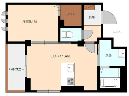サンフェリシアン西町(1LDK/3階)の間取り写真
