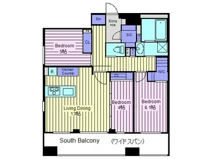 YG RESIDENCE 壱番館(3LDK/10階)の間取り写真