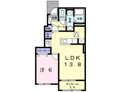 アミ・フラン(1LDK/1階)の間取り写真