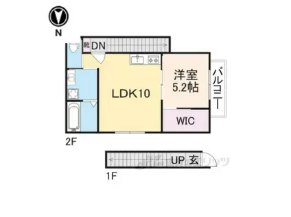 ソレイユビセレクト法蓮町1(1LDK/2階)の間取り写真