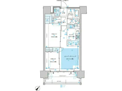 ディームス渋谷本町(2LDK/13階)の間取り写真